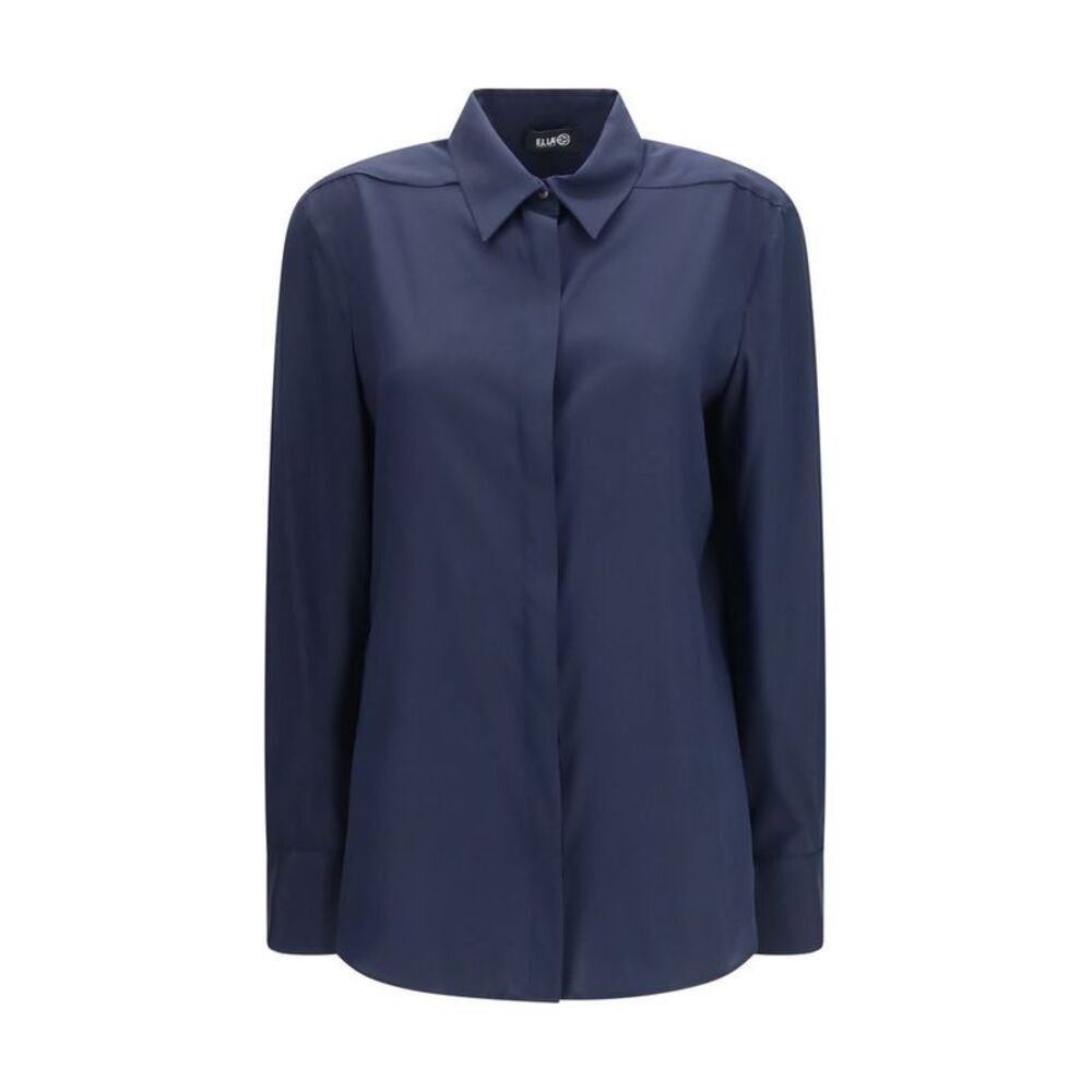 Ella Blue Silk Dress Women's Shirt
